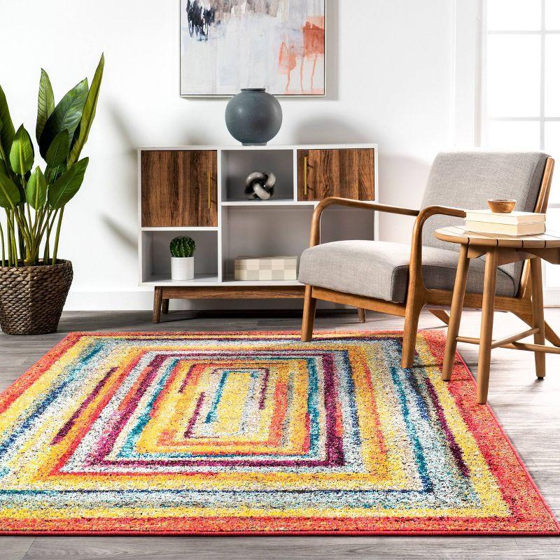 3'x5' Hargis Labyrinth Area Rug Yellow - nuLOOM: Vintage Geometric Low Pile Indoor Rectangle Rug, Polypropylene