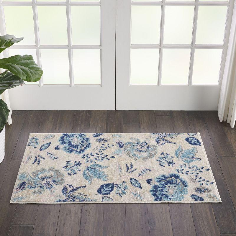 Nourison Tranquil 2' X 4' Ivory/Light Blue Area Rug French Country Eclectic Floral by Nourison