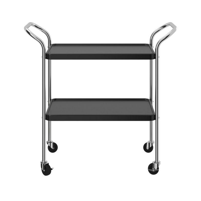 Black and Silver 2-Tier Retro Serving Cart with Storage