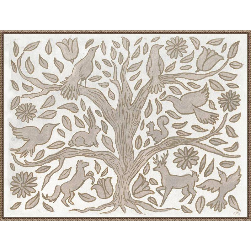 Nordic Critter Tree Beaded Framed Canvas Wall Art