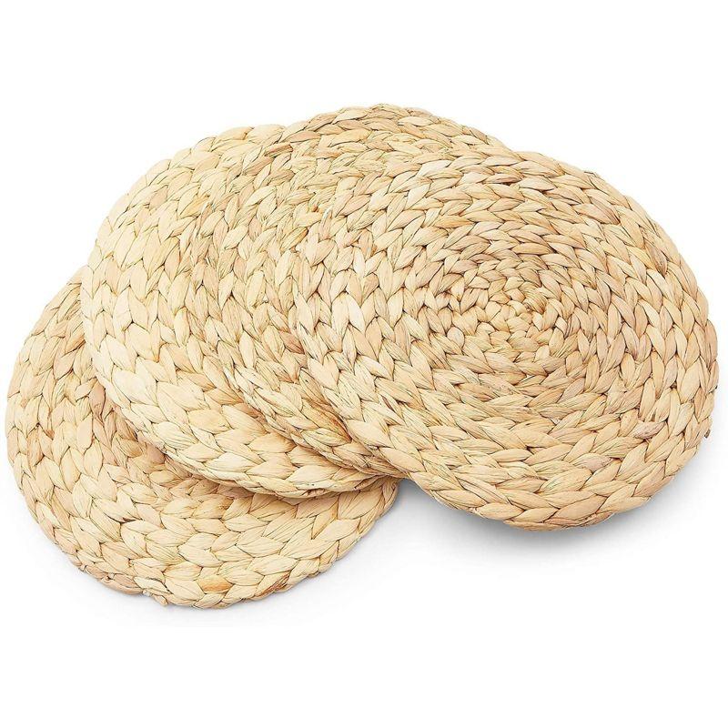 Farmlyn Creek 4 Pack Jute Woven Hyacinth Round Placemats for Table (11.8 in)