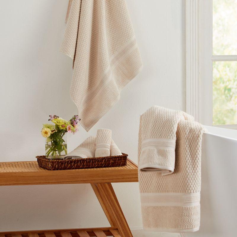 Market & Place 4-Piece Cotton Textured Quick Dry Bath Towel Set Oatmeal