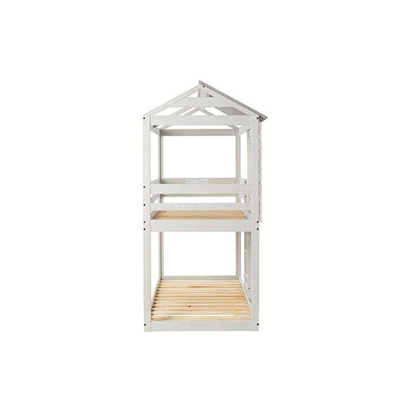 Donco Kids Deer Blind Twin Over Twin Rustic Grey House Bunkbed