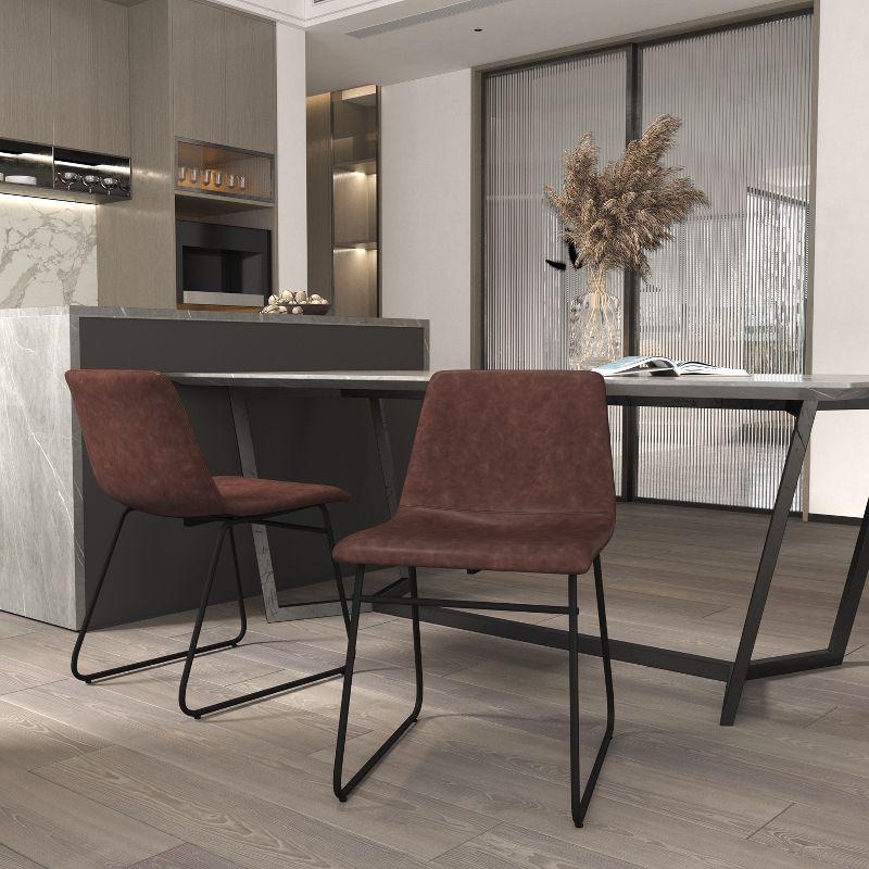 Emma and Oliver 18 Inch Indoor Dining Table Chairs, Dark Brown LeatherSoft/Black Frame-Set of 2