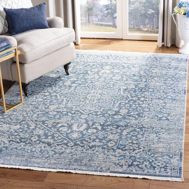 Reversible Blue Synthetic 8' x 10' Rectangular Area Rug