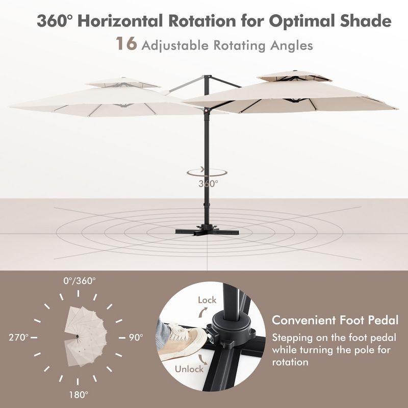 Tangkula Patio 9.5FT Square Cantilever Offset Umbrella Double Vented 360° Heavy Duty