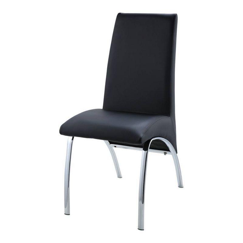 Set of 2 17" Pervis PU Dining Chairs Black/Chrome - Acme Furniture