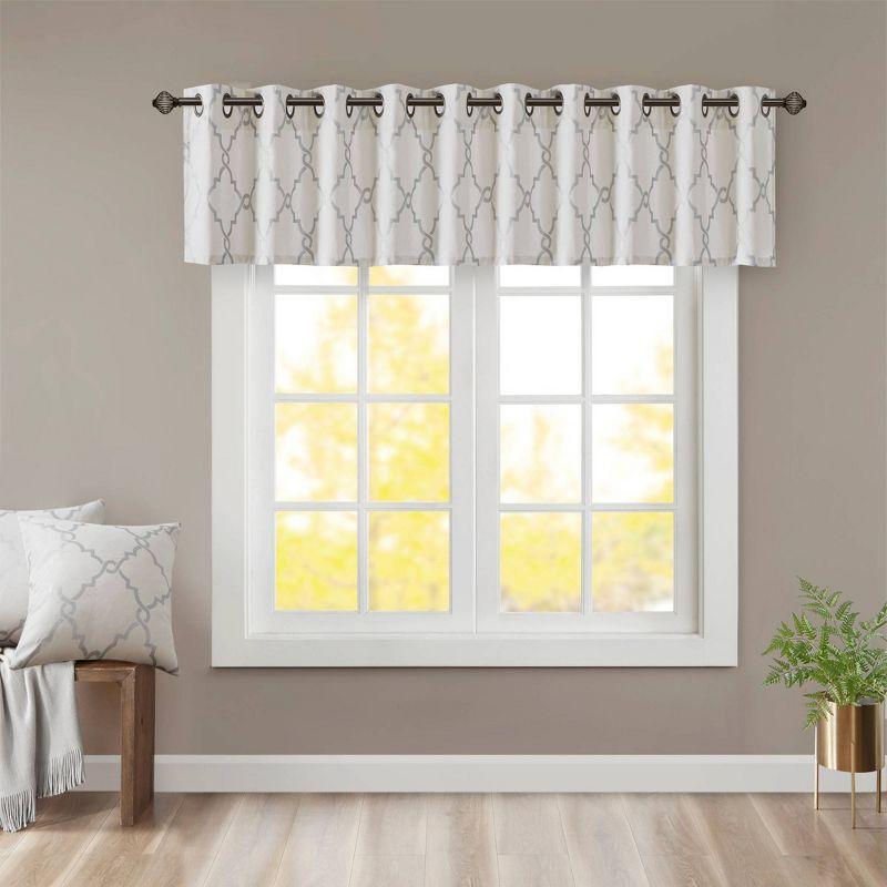 Madison Park Saratoga Fretwork Print Grommet Top Single Window Valance