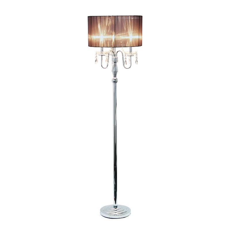 Trendy Romantic Sheer Shade Floor Lamp with Hanging Crystals  - Elegant Designs