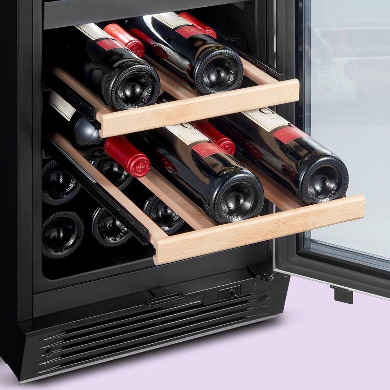 Comfee 28-Bottle Dual Zone Free Standing Beverage and Wine Cooler, Stainless Steel
