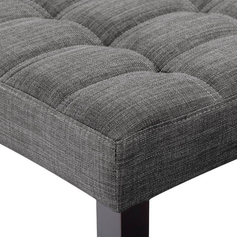 California Fabric Tufted Bench Dark Gray - CorLiving: Entryway, Living Room, Foam Padded, Wood Legs