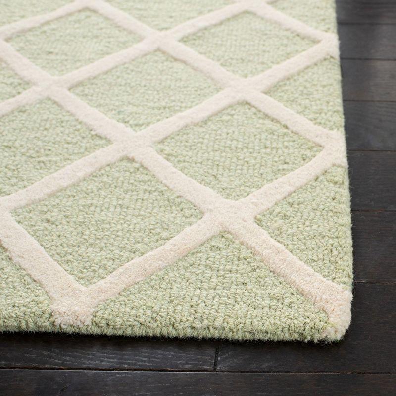 Elegant Light Green & Ivory Hand-Tufted Wool Accent Rug 24" Square