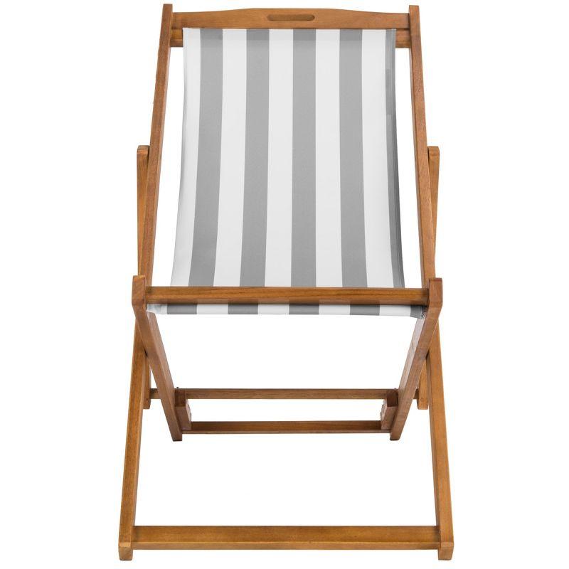 Loren Foldable Sling Chair (Set Of 2) - Natural/Grey Stripe - Safavieh