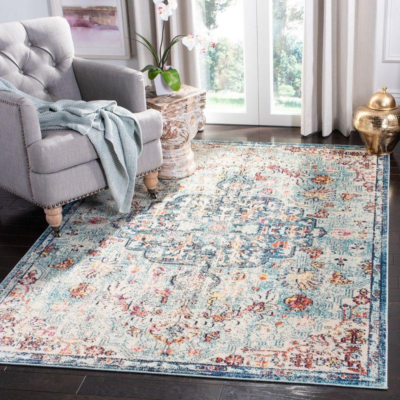 Navy & Light Blue Hand-Knotted Synthetic 4' x 6' Easy-Care Area Rug