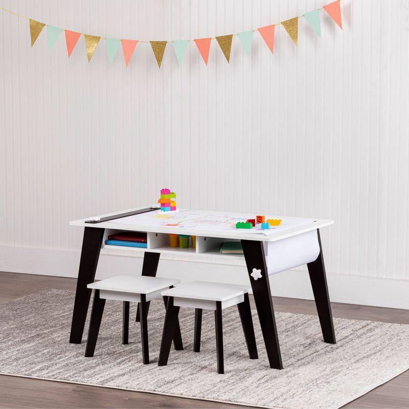 Espresso Mid-Century Modern Kids Arts and Crafts Table Set with Stools