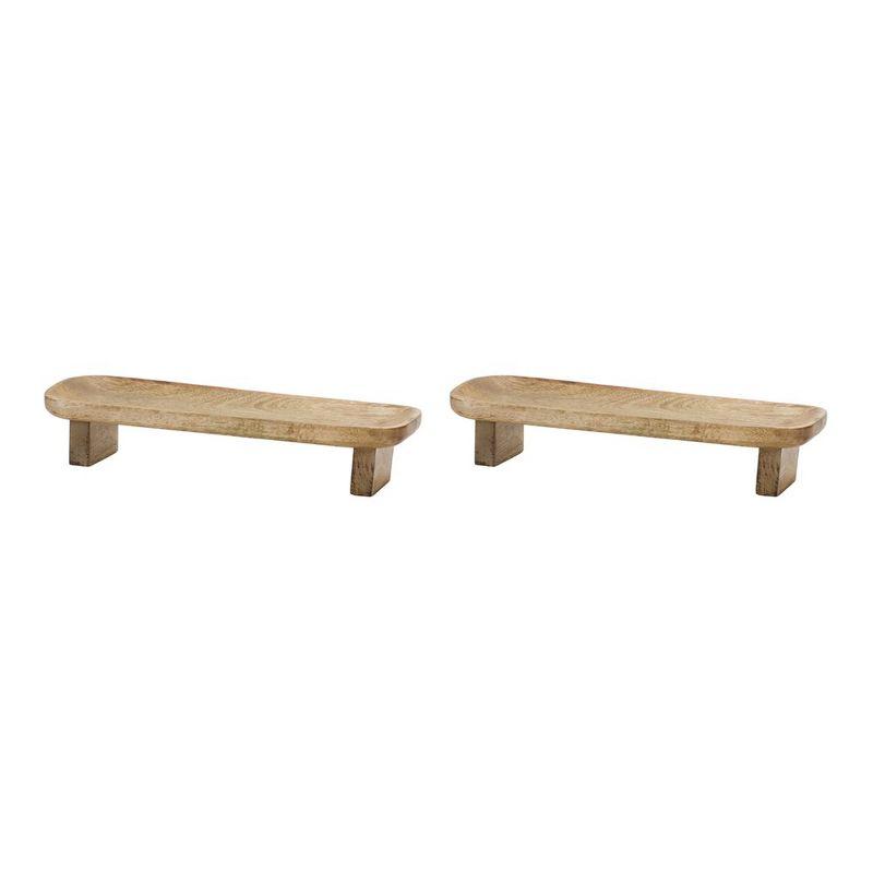 Melrose Natural Mango Wood Tray (Set of 2)