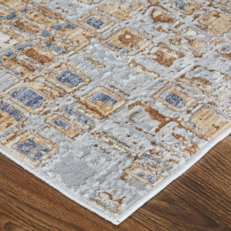 Laina Transitional Geometric Tan/Ivory/Blue Area Rug