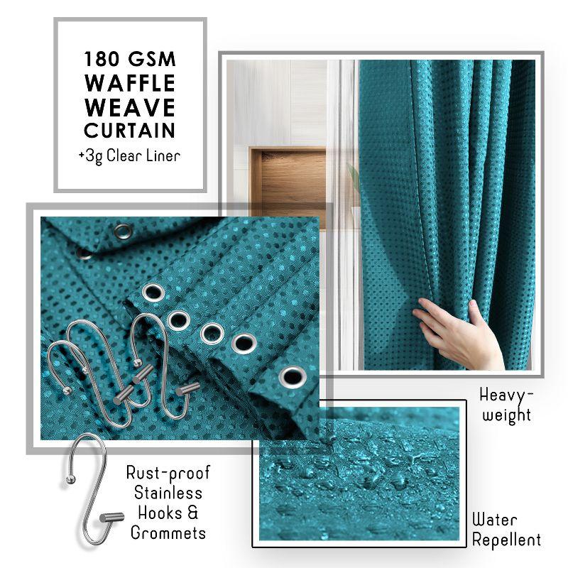 Bathroom Accessories Set with Shower Caddy and Bath Rugs - 27PC Bathroom Accessory Set with Shower Caddies & Teal Bath Rugs, Shower Curtain Set