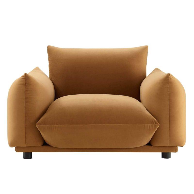 Copious Performance Velvet Armchair Cognac - Modway: Oversized, Indoor Lounge, Stain-Resistant