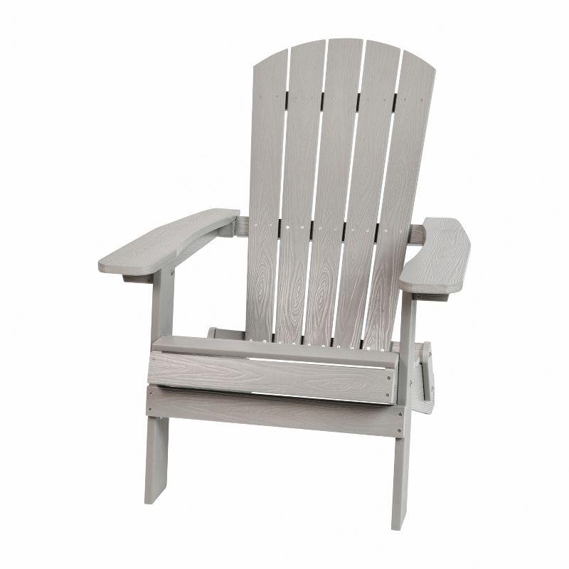 Merrick Lane Set of 2 Poly Resin Folding Adirondack Lounge Chair - All-Weather Indoor/Outdoor Patio Chair