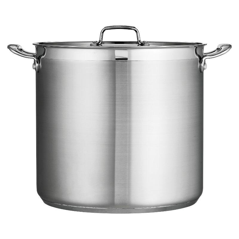 Tramontina Gourmet Induction 24 qt. Covered Stock Pot: Stainless Steel, Tri Ply, Dishwasher & Oven Safe, 13.19" Diameter