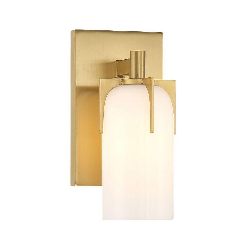 Warm Brass and Opal Glass 1-Light Vanity Sconce