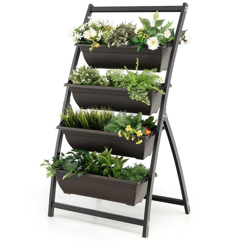 Black and Brown 4-Tier Vertical Raised Garden Bed Planter