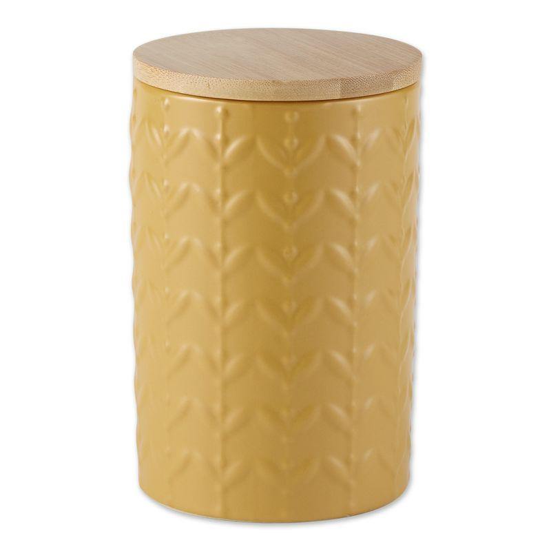 Design Imports Honey Gold Matte Retro Vine Texture Ceramic Canister Set/3