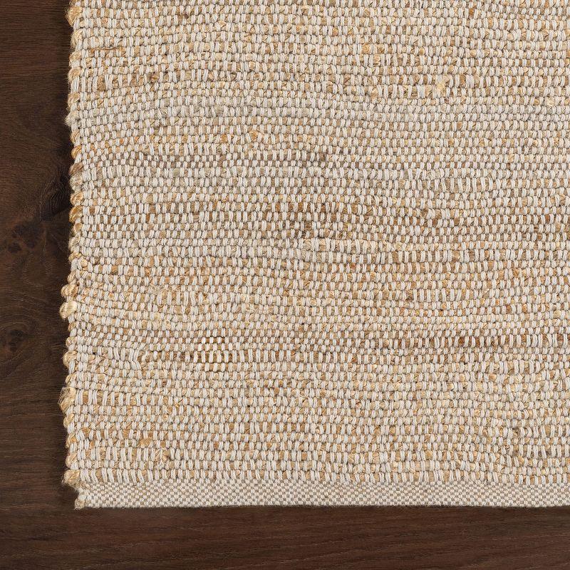 Nuloom 2x6 Elfriede Jute & Cotton Hand Woven Indoor Area Rug, Natural, Solid Rustic Farmhouse Style Natural Fiber Bedroom, Living Room,