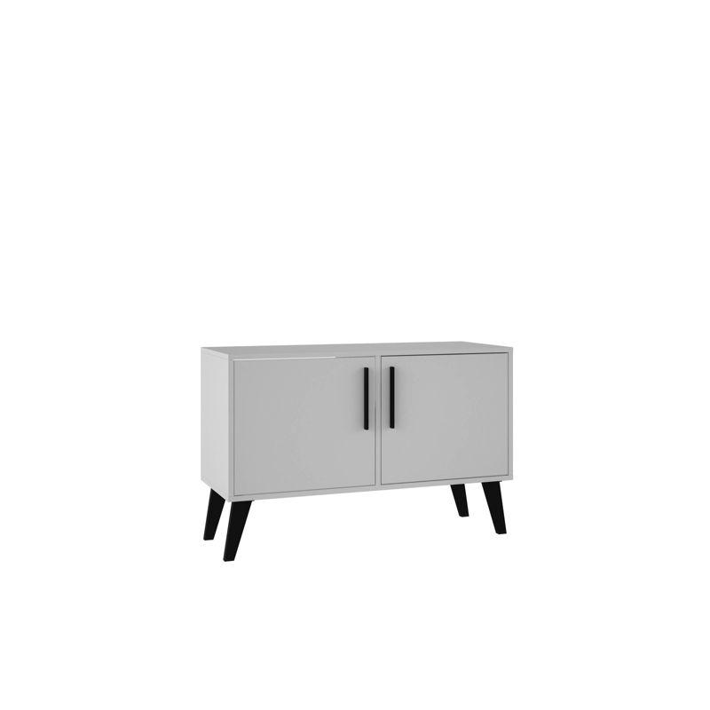Amsterdam Double Side Table 2.0 White - Manhattan Comfort: Mid-Century Buffet, 2-Door Cabinet