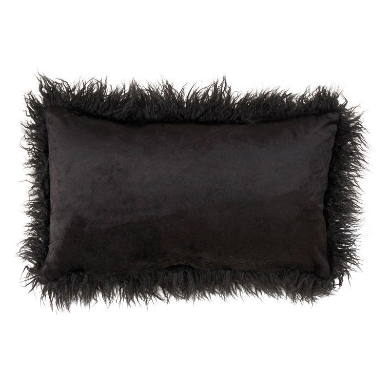 Poly Filled Faux Mongolian Fur Throw Pillow - Saro Lifestyle