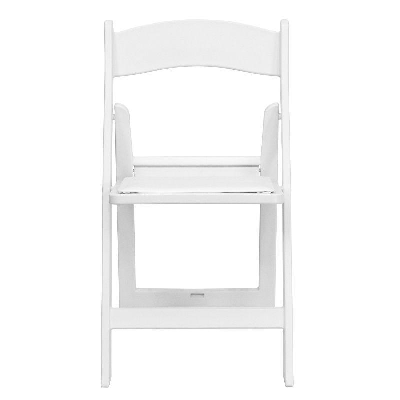 White Resin Folding Chair with Vinyl Padded Seat - 4 Pack