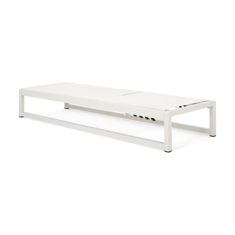 GDFStudio Camdyn Outdoor Mesh and Aluminum Armless Adjustable Chaise Lounges (Set of 2), White