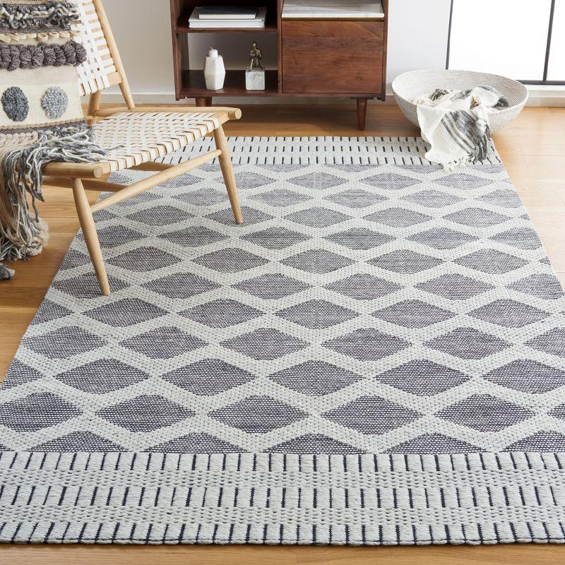 Gray and Ivory Geometric Wool Handwoven Area Rug