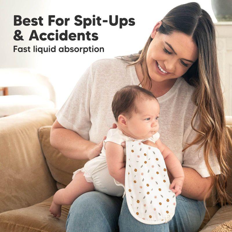 KeaBabies 5pk Organic Softe Muslin Burp Cloths for Baby Girls and Boys, Large Absorbent Burping Cloths for Babies, Baby Burp Clothes (Petals)