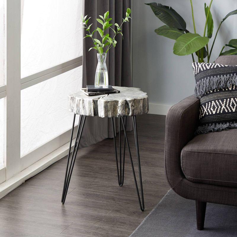 Modern Polystone and Metal Accent Table - Olivia & May