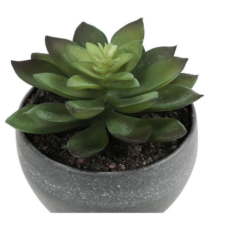 Benjara Artificial Succulents Silk Plant Indoor Set of 3, Green, Gray Cement
