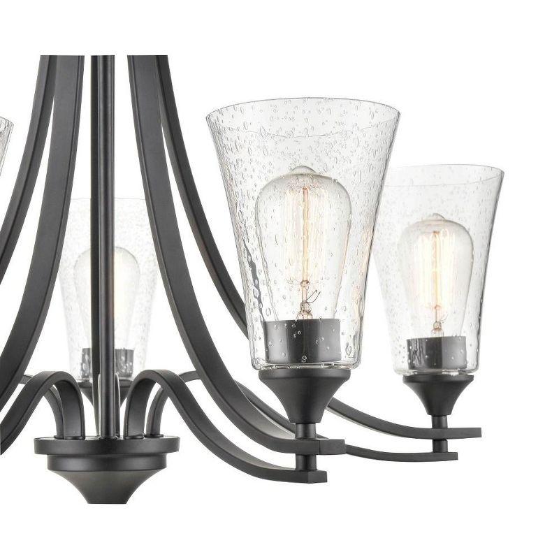 Natalie Rubbed Bronze 5-Light Chandelier with Glass Shades