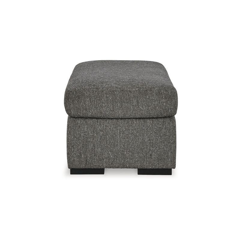 Signature Design by Ashley Gardiner Contemporary Firmly Cushioned Polyester Upholstery Ottoman with Exposed Faux Wood Finish Feet, Dark Gray