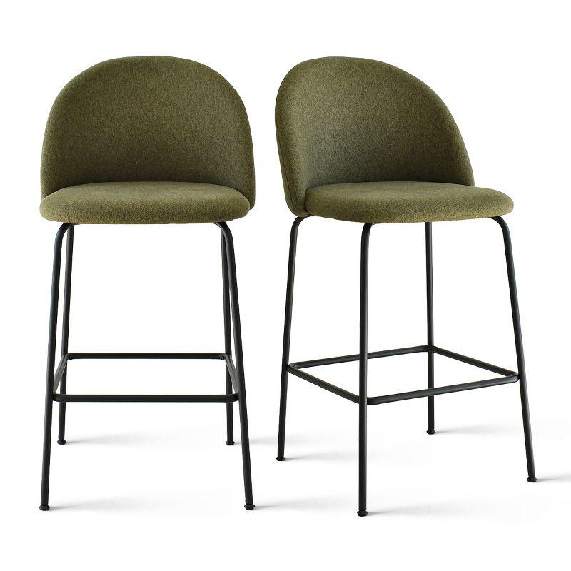 Nano 25.5" Counter Height Stool Set Of 2,Counter Height Barstools with Back,Upholstered Counter Stool Chairs with Black Metal Frame-Maison Boucle