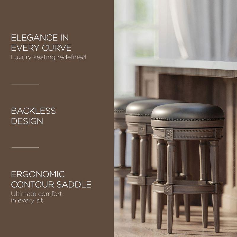 Maven Lane Maven Lane Pullman Backless Bar Stool with Vegan Leather Upholstery