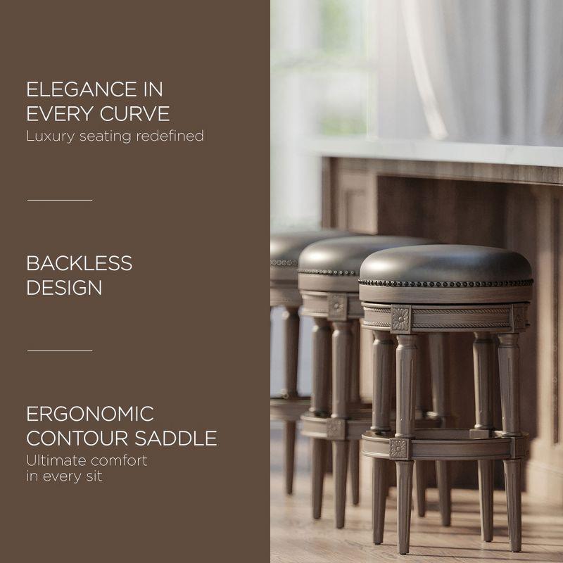 Maven Lane Pullman Backless Bar Stool with Vegan Leather Upholstery