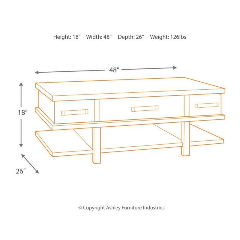Stanah Coffee Table with Lift Top Black/Brown - Signature Design by Ashley: Storage Shelf, Rectangular, Mid-Century Modern Style
