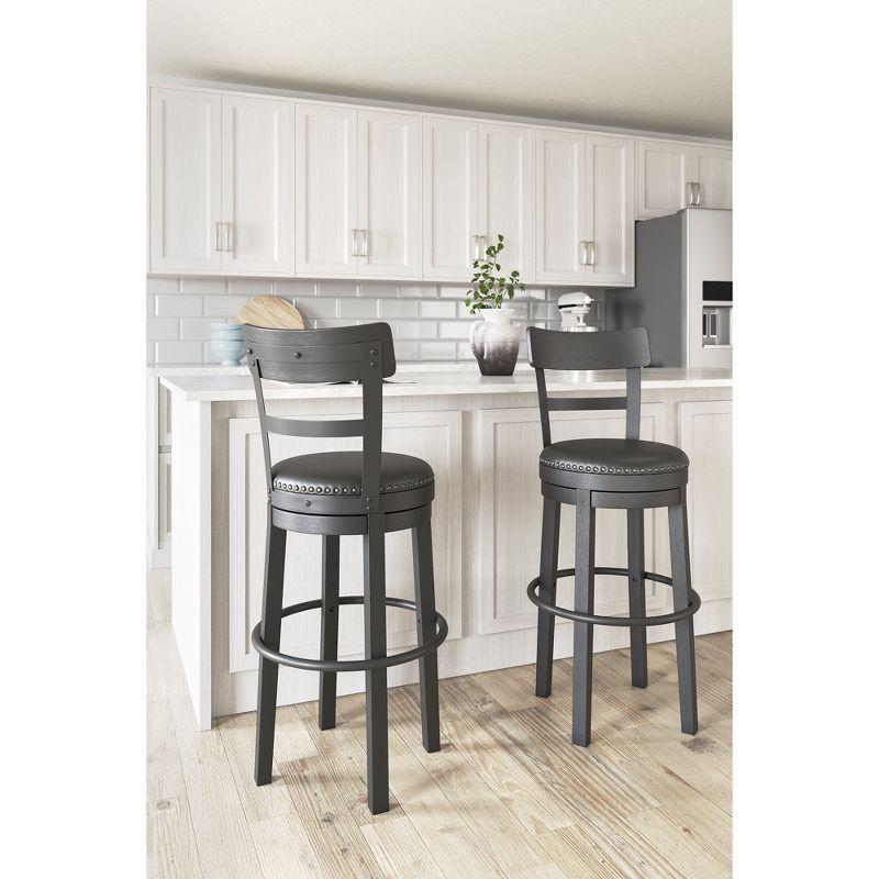 August Grove® Daiah Swivel Upholstered Counter Stool with Solid Wood Frame