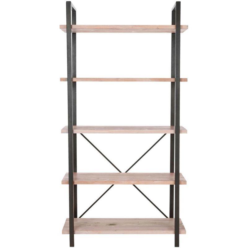 Chantel 65" Black and Brown Red Maple Wood Etagere