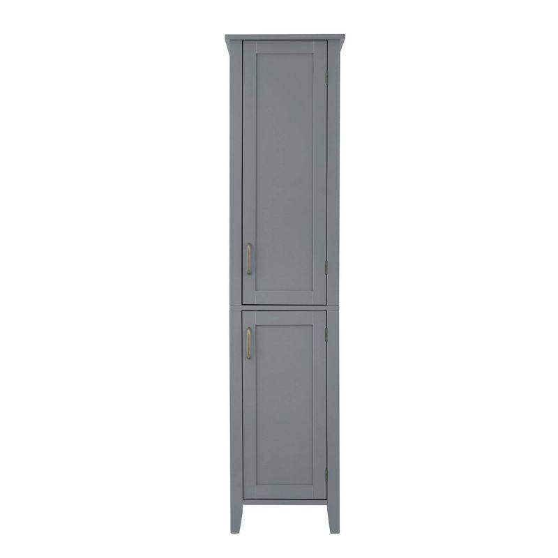 Mercer Mid Century Modern Wooden Linen Tower Cabinet Gray - Elegant Home Fashions