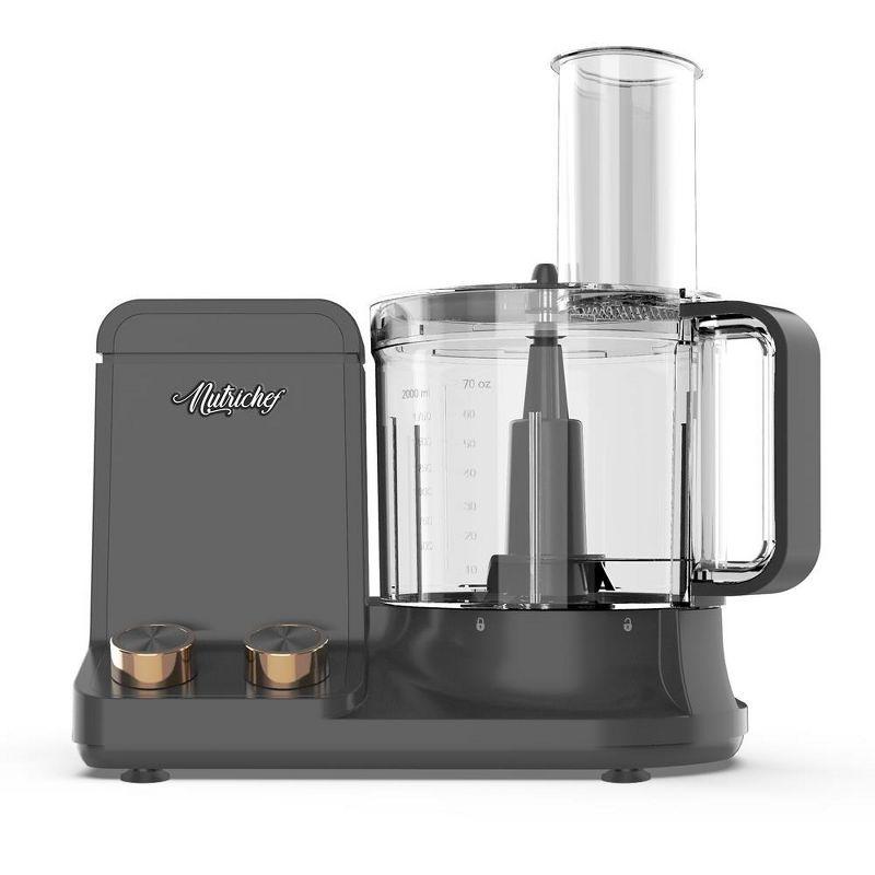 NutriChef Ultra Quiet Black Chrome 2L Food Processor with 6 Blades