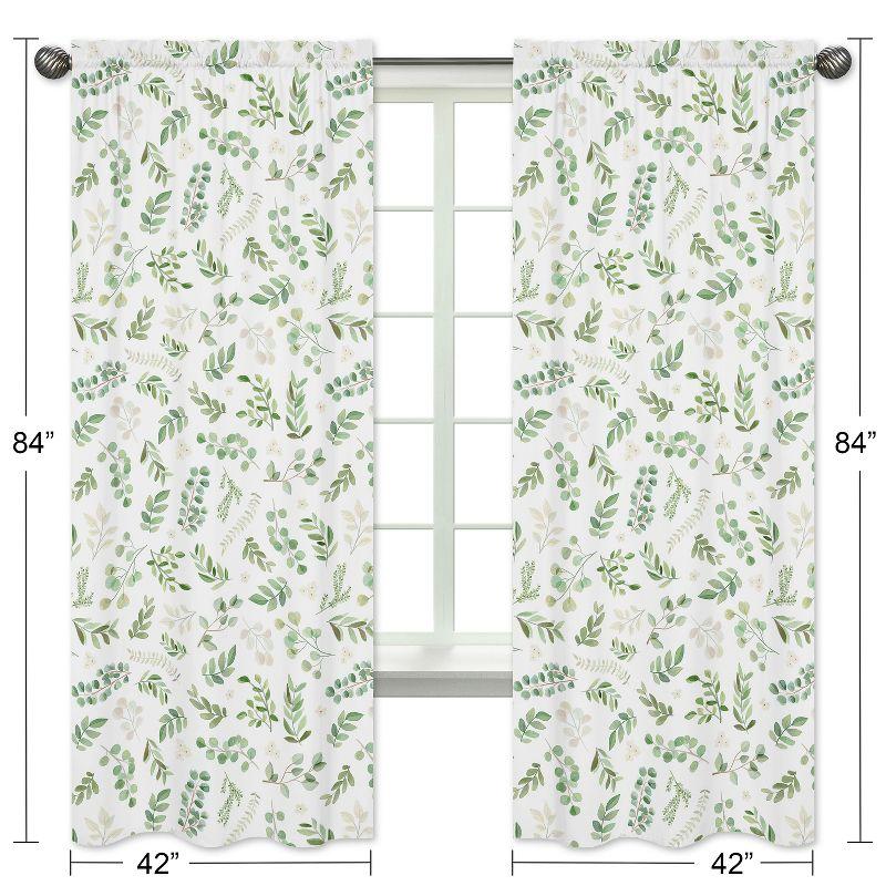 Sweet Jojo Designs Window Curtain Panels 84in. Botanical Green and White