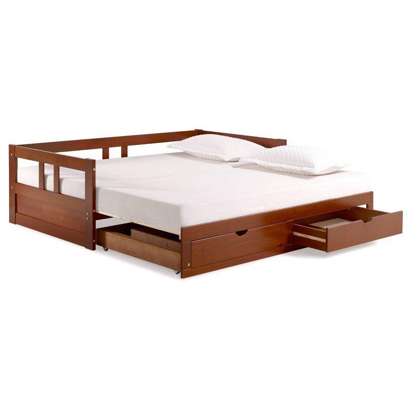 Twin to King Chestnut Pine Day Bed with Storage Drawers