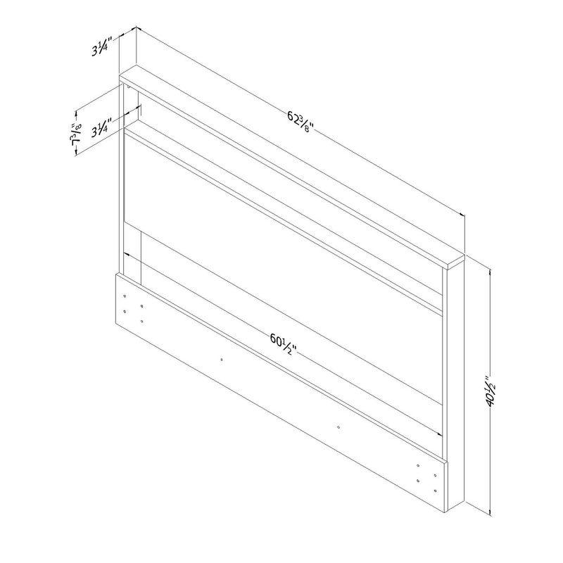 Full/Queen Lensky Headboard Natural Walnut - South Shore: Storage Shelf, Bed Frame Mounted